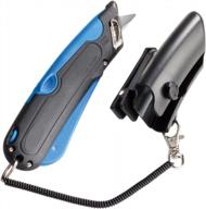 cosco 091524 box cutter knife - 🔪 shielded blade for precision cutting - black/blue design logo