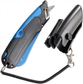 img 4 attached to COSCO 091524 Box Cutter Knife - 🔪 Shielded Blade for Precision Cutting - Black/Blue Design