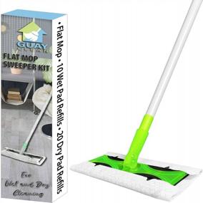 img 4 attached to Guay Clean Flat Floor Mop Sweeper Cleaning Kit With Telescopic Pole And 30 Reusable Mop Pads - 10 Wet And 20 Dry - Eco-Friendly, Green