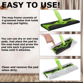 img 2 attached to Guay Clean Flat Floor Mop Sweeper Cleaning Kit With Telescopic Pole And 30 Reusable Mop Pads - 10 Wet And 20 Dry - Eco-Friendly, Green
