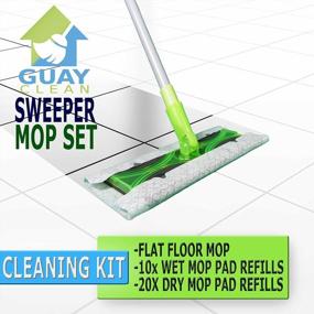 img 3 attached to Guay Clean Flat Floor Mop Sweeper Cleaning Kit With Telescopic Pole And 30 Reusable Mop Pads - 10 Wet And 20 Dry - Eco-Friendly, Green