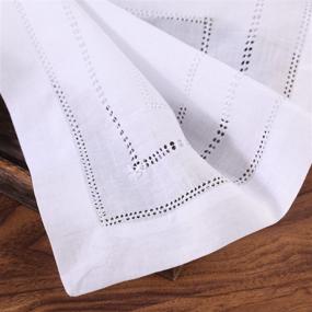 img 2 attached to Set Of 4 Natural Hemstitch Linen Napkins, Machine Washable 18 X 18 Inches, Ideal For Dinner Parties