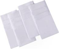 set of 4 natural hemstitch linen napkins, machine washable 18 x 18 inches, ideal for dinner parties logo