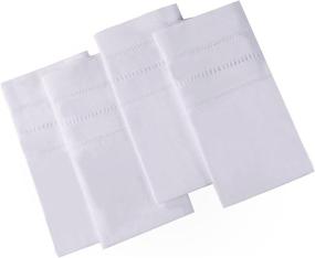 img 4 attached to Set Of 4 Natural Hemstitch Linen Napkins, Machine Washable 18 X 18 Inches, Ideal For Dinner Parties