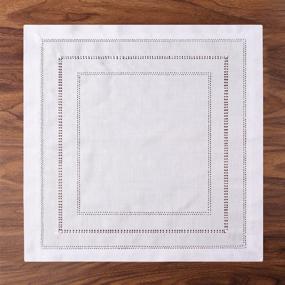 img 3 attached to Set Of 4 Natural Hemstitch Linen Napkins, Machine Washable 18 X 18 Inches, Ideal For Dinner Parties