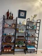 img 1 attached to SUPERJARE Triple 5 Tier Bookshelf, Bookcase With 14 Open Display Shelves, Ladder Bookshelf, Wide Book Shelf Book Case With Steel Frame, Wood Board, For Home & Office, Vintage Brown review by Amy Mears