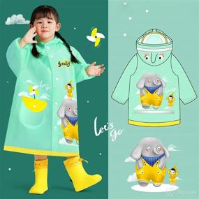 img 3 attached to 🦖 Children's Raincoat - Boys and Girls Rain Jacket with Hood, Dinosaur Poncho Design - Waterproof Coat for Outdoor Sports - Ages 2 to 12 Years