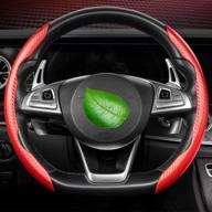 🚗 carbon fiber steering wheel cover for car – non-slip, universal fit accessory in red for 99% of men and women's cars логотип