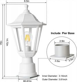 img 2 attached to FUDESY Outdoor Post Light, Electric Exterior Lamp Post Light Fixture With Pier Mount Base, LED Bulb Included, Anti-Corrosion White Plastic Materials, Pole Lantern For Garden, Patio, Pathway, FDS6163W1