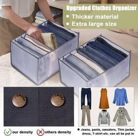 img 3 attached to Upgraded Wardrobe Clothes Organizer TOOVREN Jeans Organizer For Closet, Pant Organizer, Mesh Drawer Organizer, Foldable Clothes Compartment Storage Box For Bedroom Dorm Room, 2 Pack, Large 7 Grids