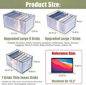 img 2 attached to Upgraded Wardrobe Clothes Organizer TOOVREN Jeans Organizer For Closet, Pant Organizer, Mesh Drawer Organizer, Foldable Clothes Compartment Storage Box For Bedroom Dorm Room, 2 Pack, Large 7 Grids