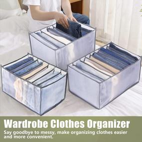 img 1 attached to Upgraded Wardrobe Clothes Organizer TOOVREN Jeans Organizer For Closet, Pant Organizer, Mesh Drawer Organizer, Foldable Clothes Compartment Storage Box For Bedroom Dorm Room, 2 Pack, Large 7 Grids
