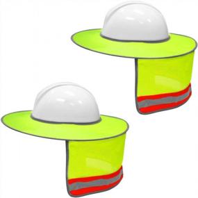 img 4 attached to High Visibility Yellow Hard Hat Sun Shield With Full Brim Mesh Neck And Reflective Strips - Pack Of 2 For Maximum Sun Protection