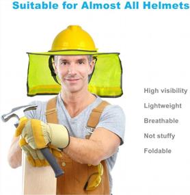 img 1 attached to High Visibility Yellow Hard Hat Sun Shield With Full Brim Mesh Neck And Reflective Strips - Pack Of 2 For Maximum Sun Protection