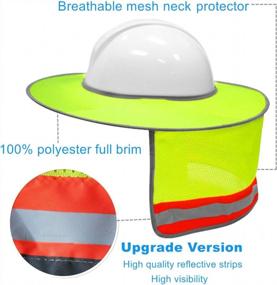 img 3 attached to High Visibility Yellow Hard Hat Sun Shield With Full Brim Mesh Neck And Reflective Strips - Pack Of 2 For Maximum Sun Protection