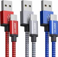 🔌 ddiyyi кабель usb type c длиной 10 футов, набор из 3 шт. - быстрая зарядка и кабель зарядки с плетеной оболочкой из нейлона для samsung galaxy s21 s20 s10e s10 s9 s8 plus, note 9 10 20 ultra, a10e a20 a21 a50 логотип