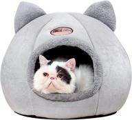 cozy and portable cat cave bed: self-warming tent with non-slip base, foldable 2-in-1 cat nest for cats and small dogs (l size) logo