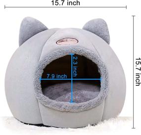 img 3 attached to Cozy and Portable Cat Cave Bed: Self-Warming Tent with Non-Slip Base, Foldable 2-in-1 Cat Nest for Cats and Small Dogs (L Size)