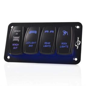 img 4 attached to MICTUNING 12V 24V 4 Gang Aluminum Rocker Switch Panel - 5 Pin & 7 Pin Laser Switch With Blue Backlit LED Pre-Wired For Car Truck Boat Marine ATV UTV