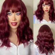 🌹 creamy bob wigs with waves and bangs in wine red - heat resistant synthetic fiber for natural looking women's wigs logo