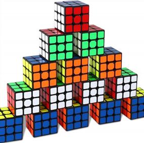 img 4 attached to 15 Pack Eco-Friendly 3X3X3 Cube Puzzle Set для детей и взрослых - 2,2 дюйма с каждой стороны, игрушка для вечеринок с яркими цветами, школьные принадлежности, игра для вечеринок или сувениров