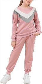 img 4 attached to Stay Fashionable And Comfy With GORLYA'S Athletic Pullover Sweatshirt Outfit Set For Girls