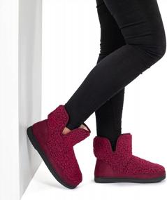 img 3 attached to RockDove Women'S Fuzzy Fleece House Bootie Memory Foam Slipper With Rubber Sole