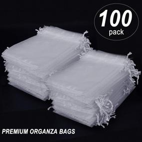 img 1 attached to 100PCS Premium White Sheer Organza Bags For Wedding Party Favors, Jewelry, Treats And More!