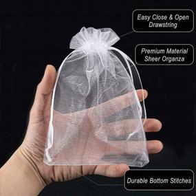 img 3 attached to 100PCS Premium White Sheer Organza Bags For Wedding Party Favors, Jewelry, Treats And More!