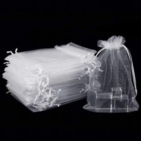 img 4 attached to 100PCS Premium White Sheer Organza Bags For Wedding Party Favors, Jewelry, Treats And More!