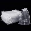 100pcs premium white sheer organza bags for wedding party favors, jewelry, treats and more! logo