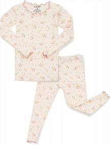img 4 attached to AVAUMA Kids Pajama Set 6M-7T Baby Boy Girl Cute Toddler Snug Fit Flower Pattern Design Cotton Sleepwear Ruffled Shirring