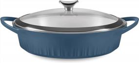 img 4 attached to CorningWare, Non-Stick 4 Quart QuickHeat Braiser With Lid, Lightweight, Ceramic Non-Stick Interior Coating For Even Heat Cooking, Perfect For Baking, Frying, Searing And More, French Navy