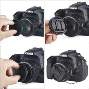 img 1 attached to Комплект крышек объектива 77 мм с центральным зажимом для цифровой зеркальной камеры Canon Nikon Sony с чистящей салфеткой из микрофибры и держателем крышки с поводком от Waka Уникальный дизайн