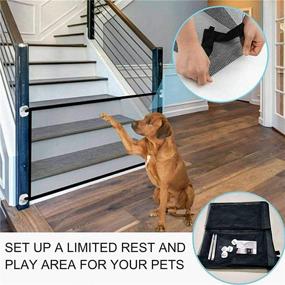 img 2 attached to 🐾 Putybudy Dog Mesh Gate, Pet Safety Enclosure Isolation Net, Portable Breathable Easy Install Flexible Net Fences, Wide Safety Isolation Fence for Stairs Indoors, Ideal for Dogs Cats Safety, Dimensions 120 x 72CM