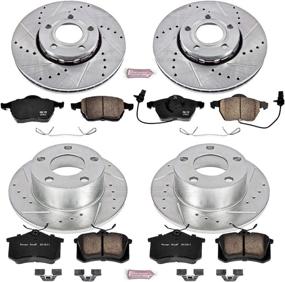 img 1 attached to Enhance vehicle performance with Power Stop K529 Z23 Carbon Fiber Brake Pads and Drilled & Slotted Brake Rotors Kit for Front and Rear