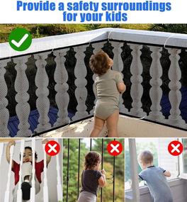 img 2 attached to 🚧 JIFTOK Baby Gate for Stairs: Banister Guard with 10ft L x 2.66ft H Mesh Netting for Safety on Balcony Rails and Stairways - Indoor & Outdoor Baby Safety Product (Black)