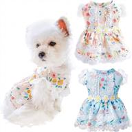 floral lace princess dresses for small female dogs and puppies - set of 2, perfect for summer, birthdays and parties - blue and white, size xl logo