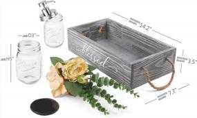img 4 attached to Rustic Grey Bathroom Decor Box With Two Mason Jars And Artificial Flower - Large Wooden Organizer For Toilet Paper And Accessories, Ideal Bathroom Rustic Accessory And Storage Solution By HOMKO