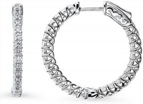 img 3 attached to Sterling Silver Medium Hoop Earrings For Women With Sparkling Cubic Zirconia CZ - Inside-Out Fashion