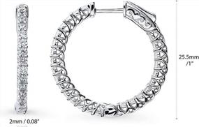 img 2 attached to Sterling Silver Medium Hoop Earrings For Women With Sparkling Cubic Zirconia CZ - Inside-Out Fashion