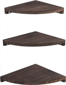 img 3 attached to 3-Piece Rustic Brown Corner Shelves - Floating Wall Mounted Storage For Bedroom, Living Room Decor