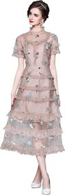 img 4 attached to Womens Elegant Embroidered Flounce Overlay Women's Clothing - Dresses