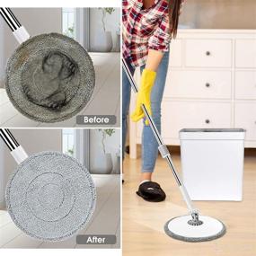 img 1 attached to 🧹 Nolopau Spin Mop and Bucket Set - Hands Free with Wringer for Squeeze Mopping - Stainless-Steel Handle Cleaning Bucket Ideal for Home Floors, Kitchen Hardwood, and More