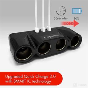 img 2 attached to 🚗 Speedcur CCC01: 120W 12V24V Car Splitter 4Socket Cigarette Lighter Adapter with Quick Charge 3.0 USB Ports - Ideal for GPS, Dash Cam