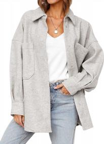 img 4 attached to Warm Up In Style With MEROKEETY'S Women'S Oversized Shacket Jacket - Wool Blend Coats With Pockets