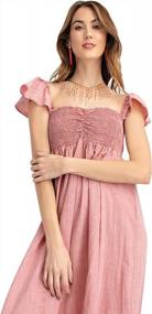 img 2 attached to Flirty Maxi Vacation Dress With Ruffled Cap Sleeves, Smocked Ruche Bodice, And Front Slit By Anna-Kaci
