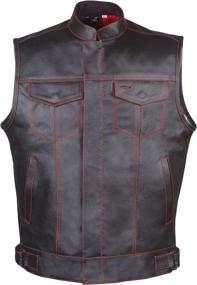 img 2 attached to 🏍️ Premium Quality SOA Men's Leather Motorcycle Concealed Gun Pockets Biker Club Vest with Armor - Ensuring Safety and Style on the Road