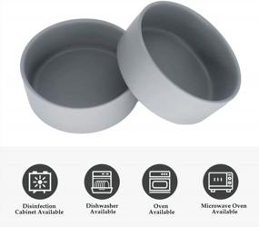 img 1 attached to Marchul Cat Ceramic Bowls, Double Feeding Dishes For Food And Water, Wood Food Stand Feeder Set For Cats And Small Dogs, Dishwasher And Microwave Safe(Grey)