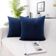 2-pack бархатные декоративные наволочки, мягкие со скрытой молнией, сплошной цвет для дивана, спальни, автомобильного дивана, декоративная подушка 12 x 20 темно-синий логотип